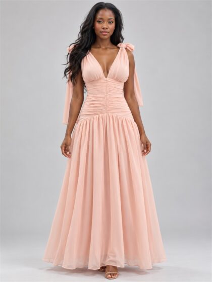 Women ruched waist maxi dress elegant flowy long dress