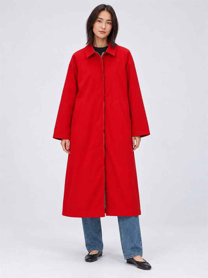 Women lapel snap button reversible coat plaid solid two-sided outerwear