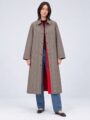 Women lapel snap button reversible coat plaid solid two-sided outerwear