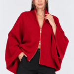 Wide Sleeve Double-Zip Knit Cardigan