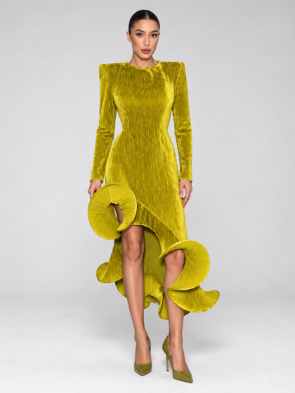 Long sleeve rolled cuff design dress for women, chic unique cuff detail fall dress
