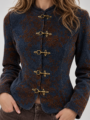 Stylish printed button front jacket for women relaxed fit