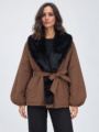Women tie puff sleeve jacket elegant tie front outerwear